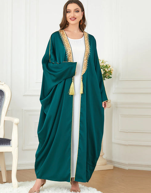 Casual Style Tassel Front Open Abaya for Women